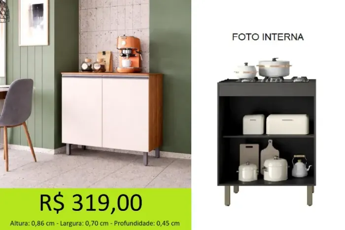 Balcão duas portas 70 cm - temos a pronta entrega