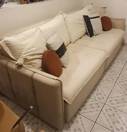 Sofá veludo 4 lugares retrátil e reclinável 