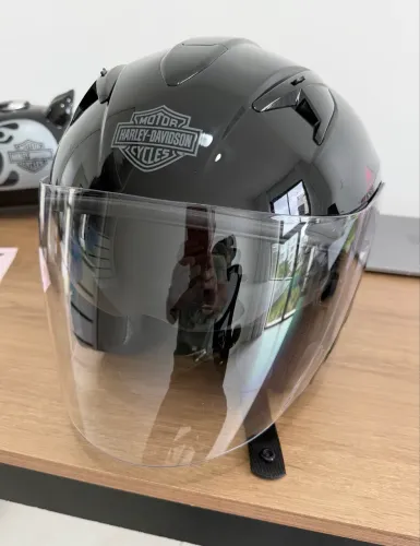 Capacete aberto Harley-Davidson Original - Preto Brilhante com Dupla Viseira