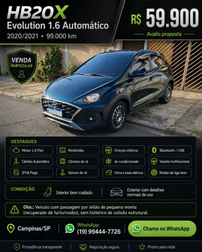 Hyundai HB20X Evolution 1.6 Flex 16V AUT 2021