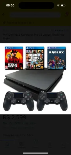 Ps4 Slim 1tb 2 Controles Mais 3 Jogos Aleatórios Preto