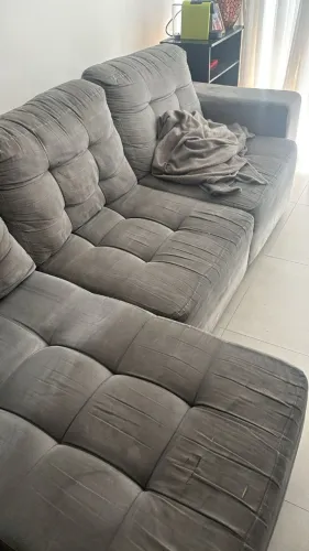 Sofá CINZA 2.85m 3 lugares confortável retrátil