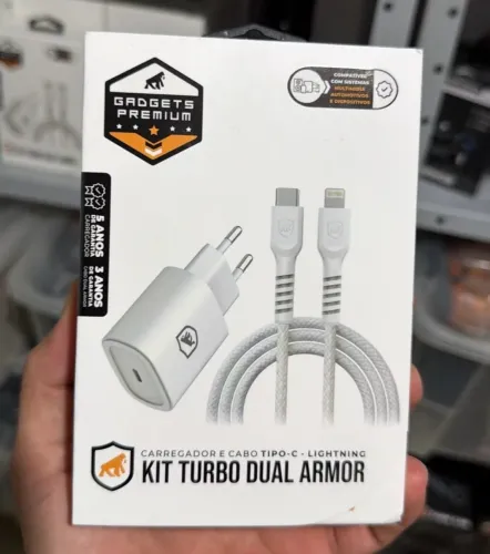 Kit Carregador e Cabo Dual Armor Tipo-c para Lightning