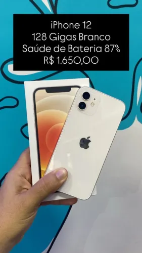 Seminovo: iPhone 12 | 128GB | Branco | Saude de Bateria 87% - Loja Fisica