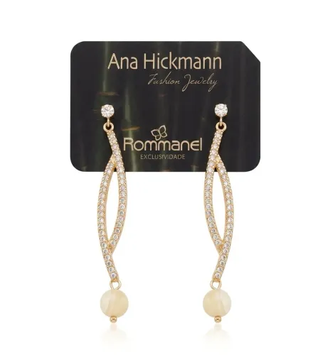 NOVA Semijoia Rommanel Brinco banhado Ouro 18k - Original