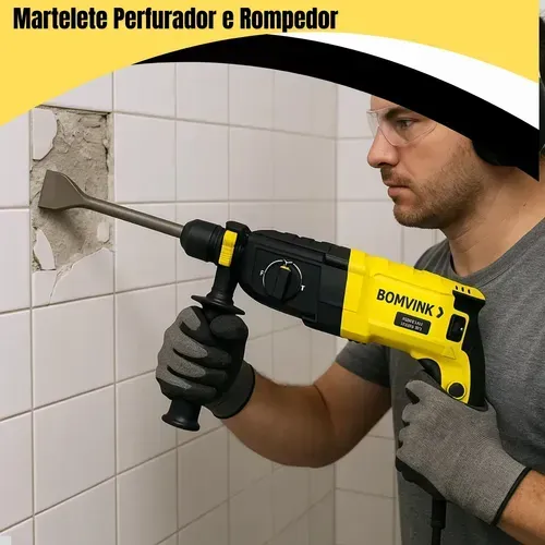 Furadeira De Impacto Martelete Rotativo Sds 1480W com Maleta 3 Brocas SDS 1420R/MIN