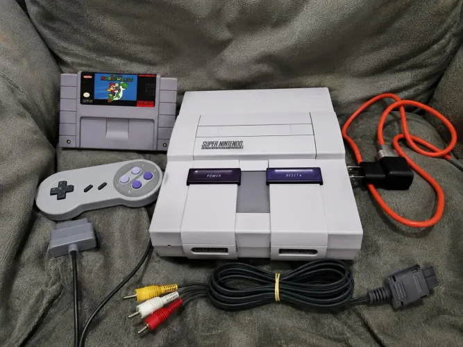 Super Nintendo com super Mario world SNES