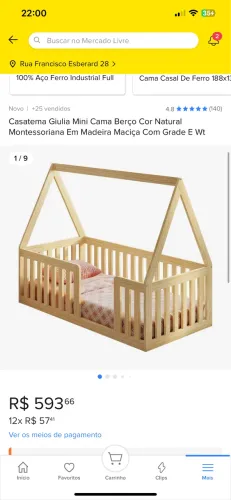 Casatema Giulia Mini Cama Berço Cor Natural Montessoriana Em Madeira Maciça Com Grade E Wt