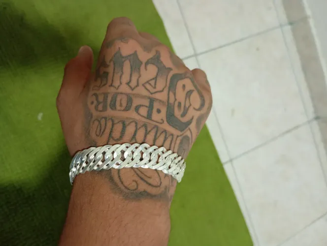 Pulseira de prata oca elo duplo 15 mm