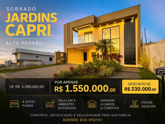 Oportunidade no Jardins Capri! Sobrado Completo em armários por R$ 1.550.000,00