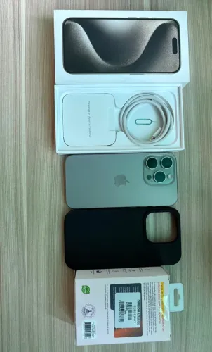 IPHONE 15 PRO 128 GB NATURAL TITANIUM - ANATEL - COMPLETO COM NOTA E FONTE