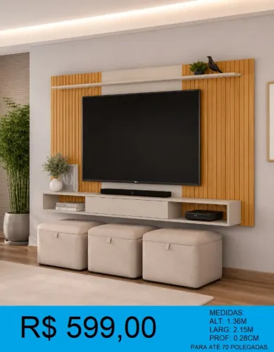 Painel ripado para tv até 70 pol - frete grátis