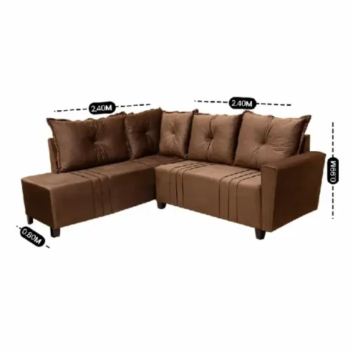 Sofa de Canto Debora Assento Mola Tecido Veludo - Estofar
