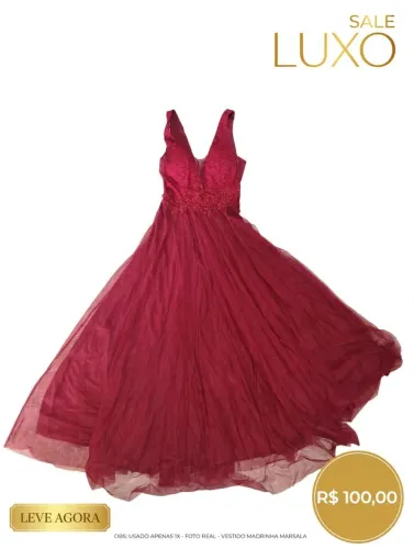 Vestido Madrinha Marsala Longo Tamanho M