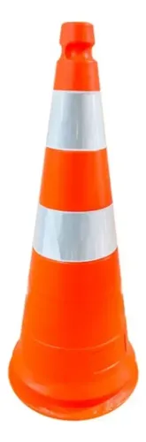 Corpo Cone De Sinalização Pe De 75cm Laranja Faixa Branca