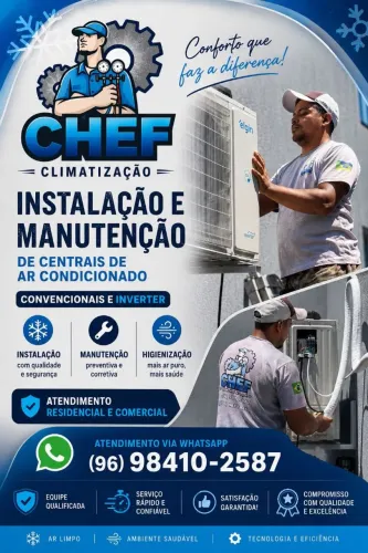 Serviços em geral de centrais de ar condicionado convencional e inverter.