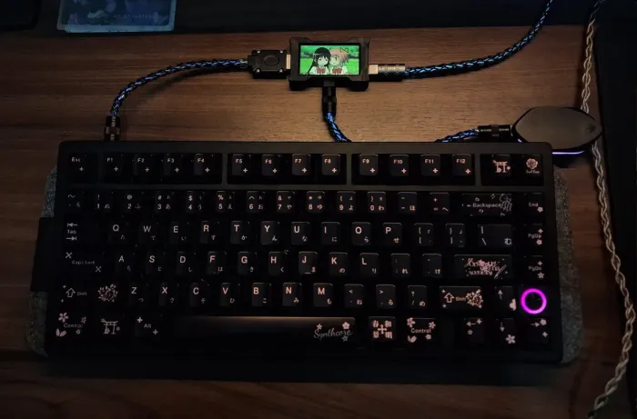 Keycaps Spring Flower Preto e Rosa
