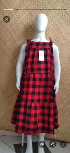 Vestido xadrez infantil e juvenil