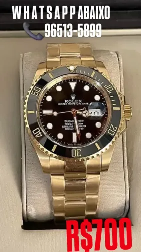 Relógio ROLEX SUBMARINER AUTOMÁTICO DOURADO MOSTRADOR PRETO