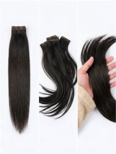 Mega Hair Cabelo Brasileiro Preto 1.0 Liso, Aprox. 45 cm Aprox. 350 Gramas Usado Fita