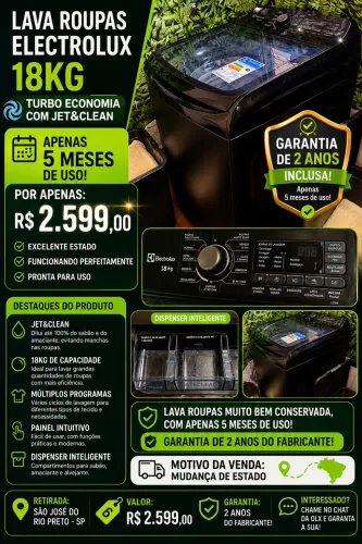 Lava Roupas Electrolux Jet&Clean 18kg