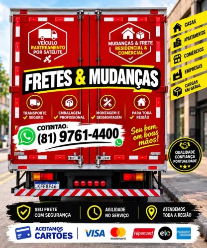 Mudança frete baú grande e médio porte região metropolitana