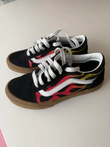 tênis vans old skool flame black fogo