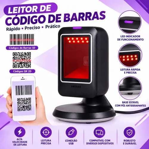 Leitor de código de barras top para comércio e lojas