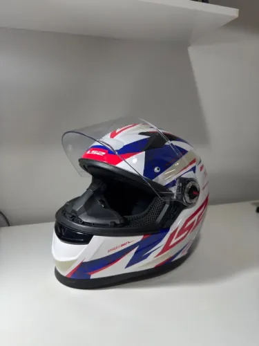 Vendo capacete Ls2 Draze azul e vermelho - SEMINOVO