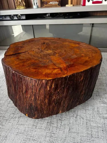 Mesa de centro de tronco de madeira