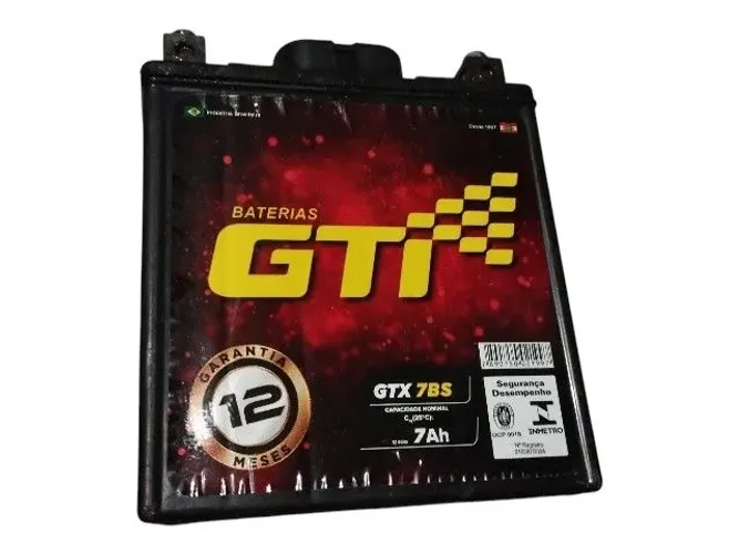 Bateria Moto GTI 7Ah (GTX 7BS) - Polo Positivo Direito (Suzuki Yes, Intruder, Lead)