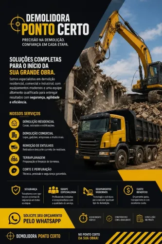 Executamos demolições e limpeza completa da área com rapidez e qualidade.