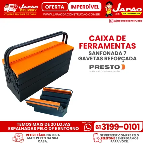 Caixa de Ferramentas Sanfonada 7 Gavetas Reforçada Presto Aproveitem