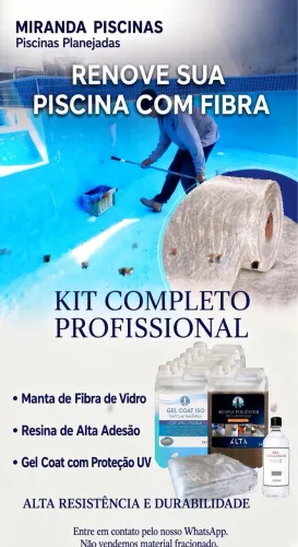 Kit Completo para Fibra 100kg e 7kgGel UV e 300kgResina para Piscina - 10X com entrada