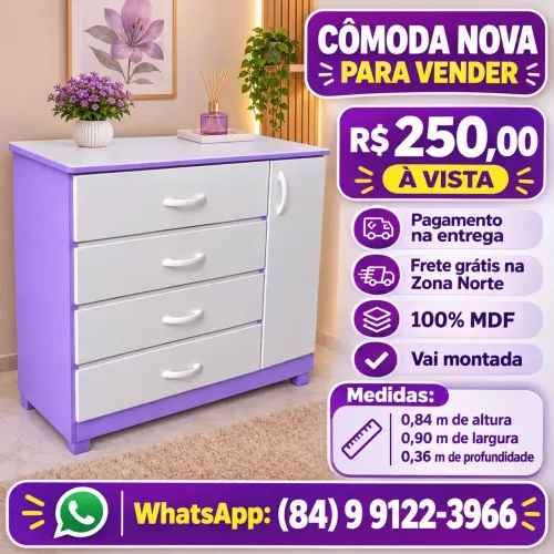 Atendo no whatsapp, temos cômodas a disposição, entrega grátis na zona norte.