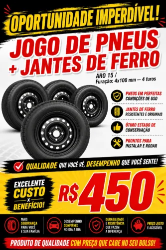 Vendo 4 Pneus mais 4 Jantes de Ferro 