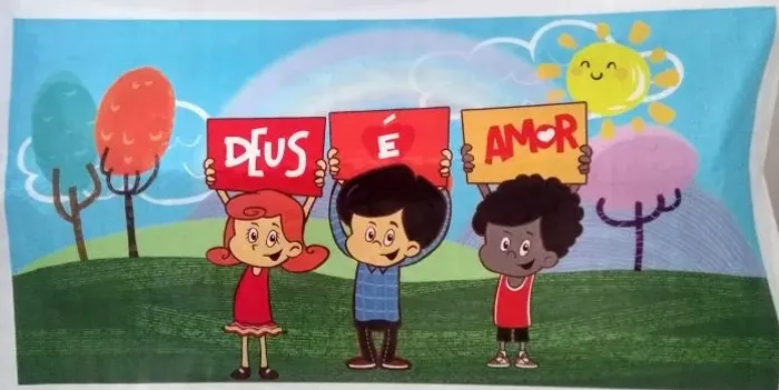 Lona Painel 3 Palavrinhas Deus é Amor