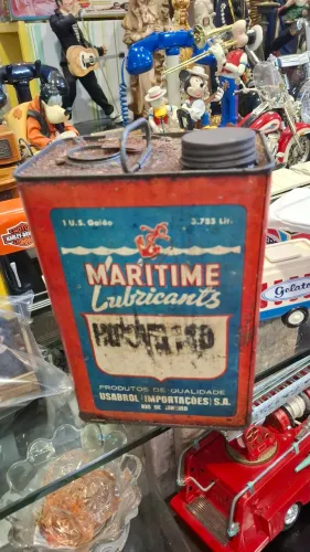 Rara lata antiga de óleo/graxa da marca Maritime Lubricants (