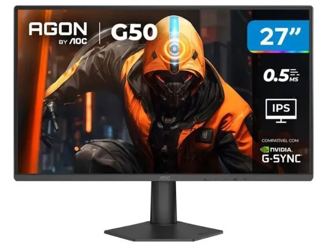 Monitor Gamer AOC Agon G50, 27 Pol, IPS, FHD, 0.5ms, 144Hz, G-Sync, HDMI/DP, Novo, Lacrado
