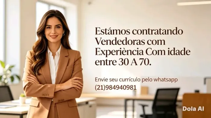 Temos  Vagas para Vendedoras com Experiência 