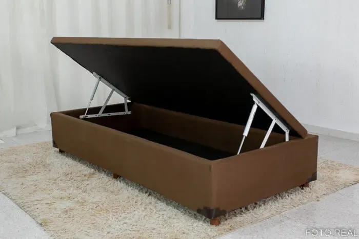 Base Box Baú de Solteiro Suede Chocolate