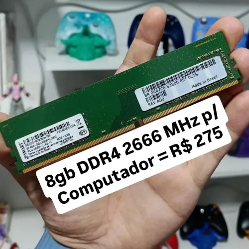 Memória Ram DDR4 8gb 2666 MHz p/ Computador Desktop PC Gamer Gabinete Placa Mãe Intel AMD