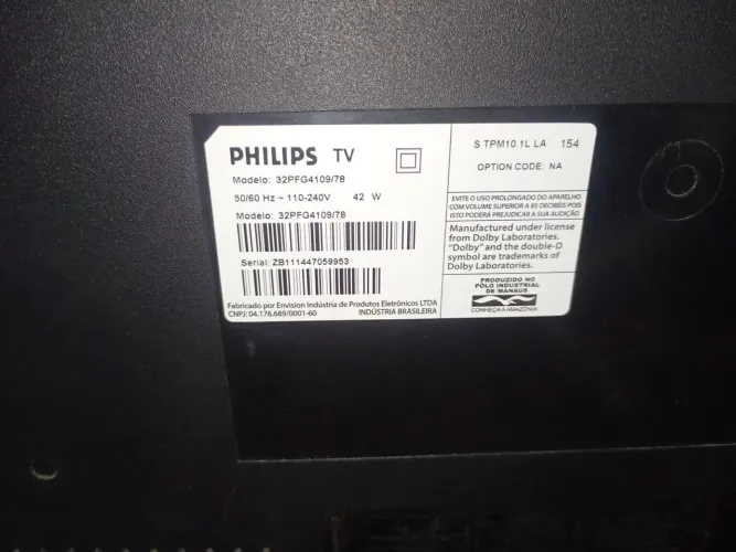Tv Philips 32pfg4109/78, com display quebrado