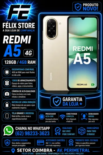 Redmi A5 4G 128GB 4GB RAM | Garantia da Loja | FÉLIX STORE Goiânia