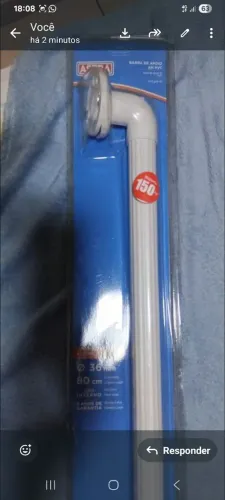 Barra de apoio em PVC, Astra , 36mm 80 cm 