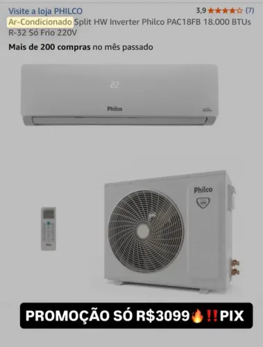 Ar condicionados 18 mil btus Philco novo lacrado garantia + nota fiscal