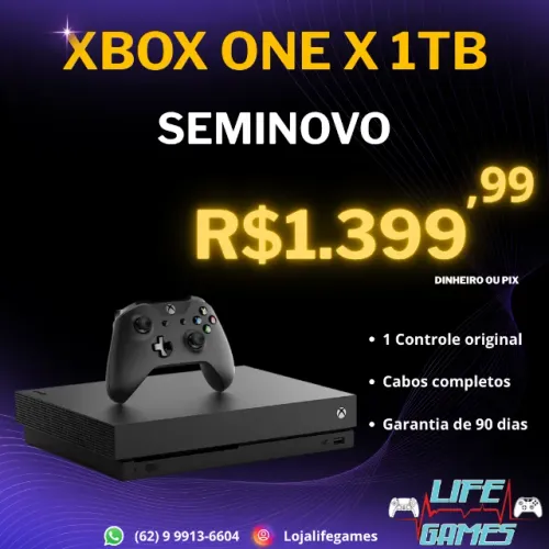 Xbox One X 1TB seminovo c/ garantia, loja física 
