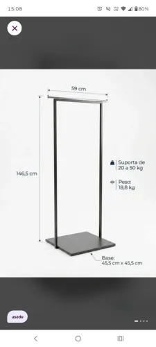 Arara de roupas industrial preta