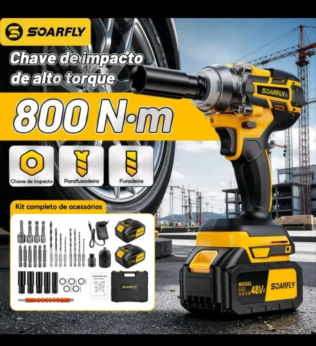 Chave de impacto, furadeira e parafusadeira kit 3 em 1.