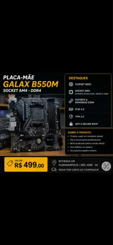 Placa mãe galáx am4 ddr4 semi nova
